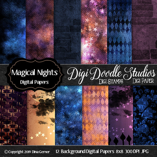 Magical Nights Digi Doodles Digi Paper Pack