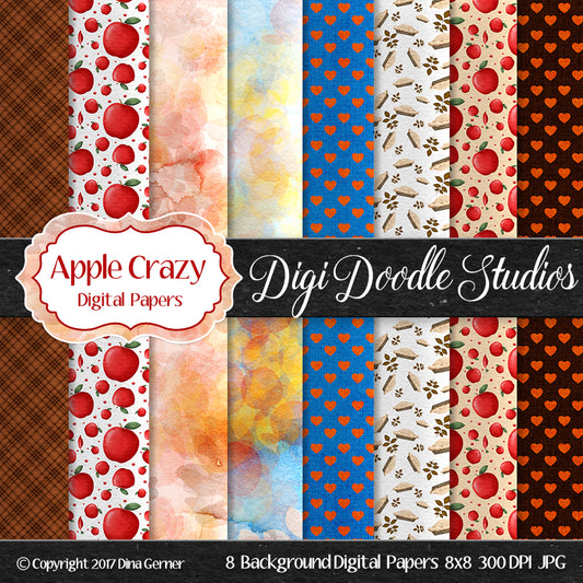 Digi Doodles Apple Crazy 8x8 Digital Paper