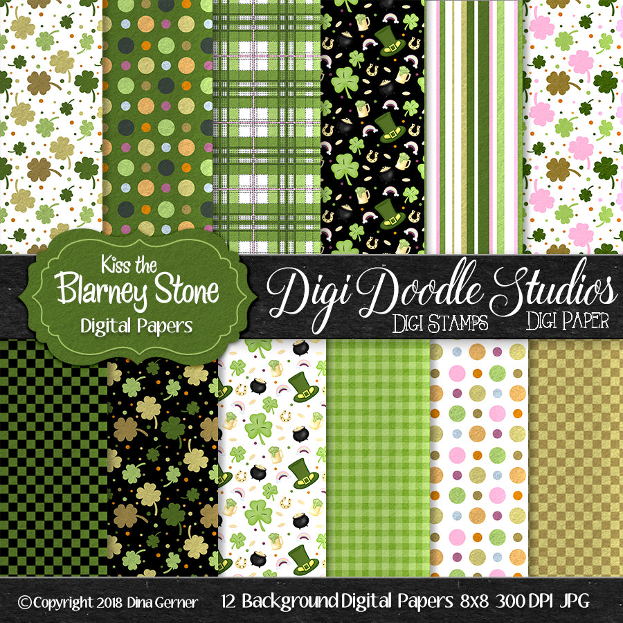 Digi Doodles Kiss the Blarney Stone Digi Papers
