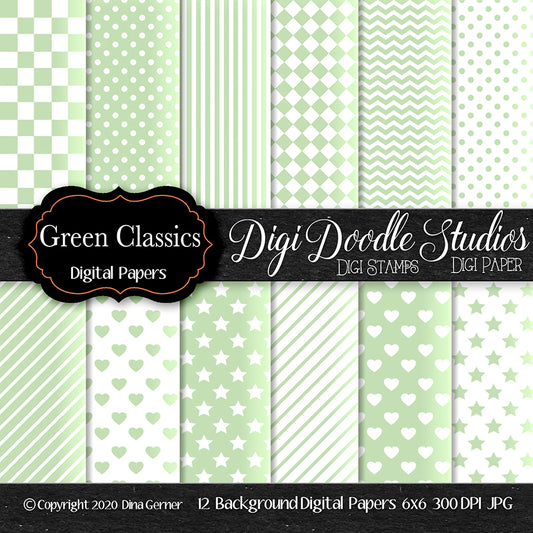 Green Classics Digi Doodles Digi Paper Pack
