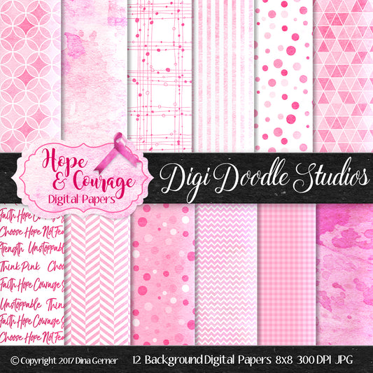 Digi Doodles Hope & Courage 8x8 Digital Paper