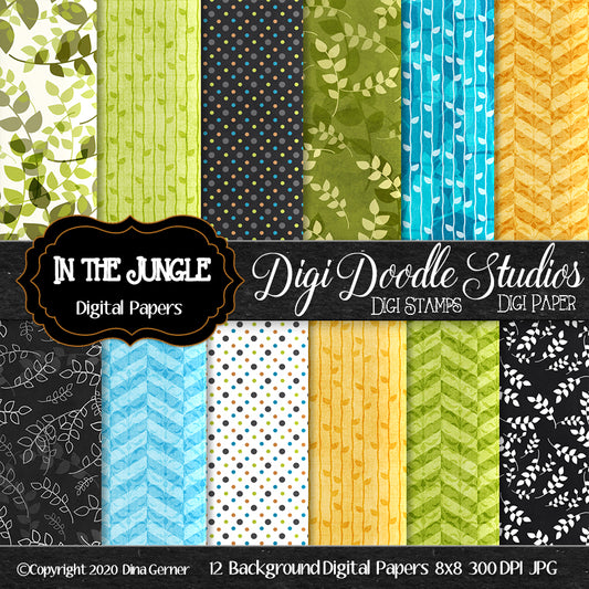 In The Jungle Digi Doodles Digi Paper Pack