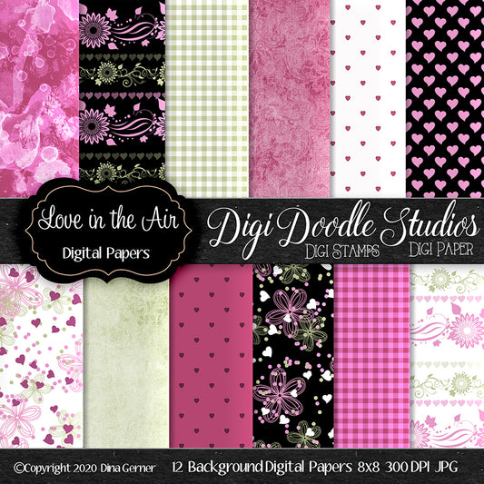 Love In The Air Digi Doodles Digi Paper Pack