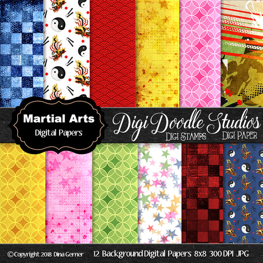 Digi Doodles Martial Arts Background Paper