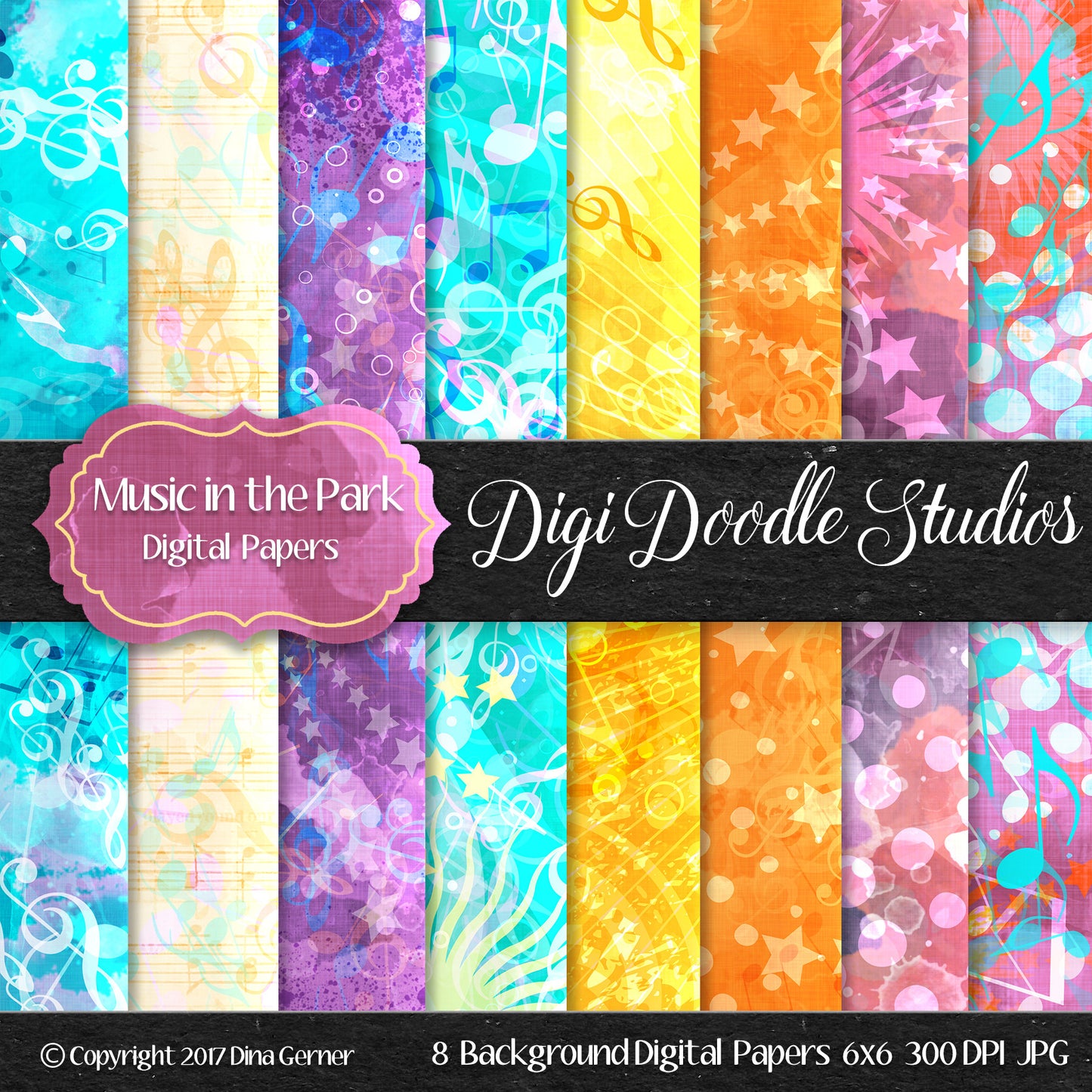 Digi Doodles Music in the Park 6x6 Digital Paper