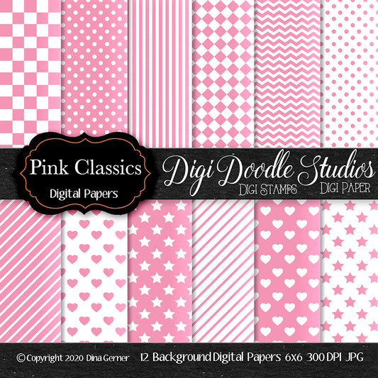 Pink Classics Digi Doodles Digi Paper Pack
