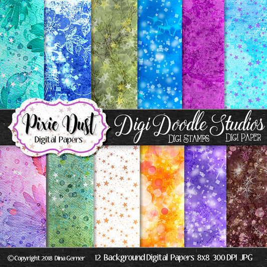 Digi Doodles Pixie Dust 8x8 Digital Paper