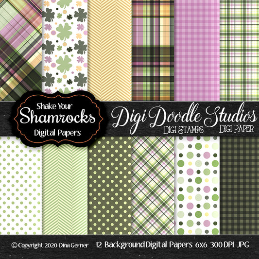 Shake Your Shamrocks Digi Doodles 6x6 Digi Paper Pack