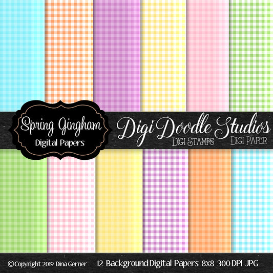 Digi Doodles Spring Gingham Digi Paper