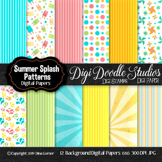 Digi Doodles Summer Splash 6x6 Pattern Digi Background Paper