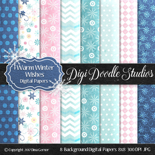 Digi Doodles Warm Winter Wishes 8x8 Digital Paper