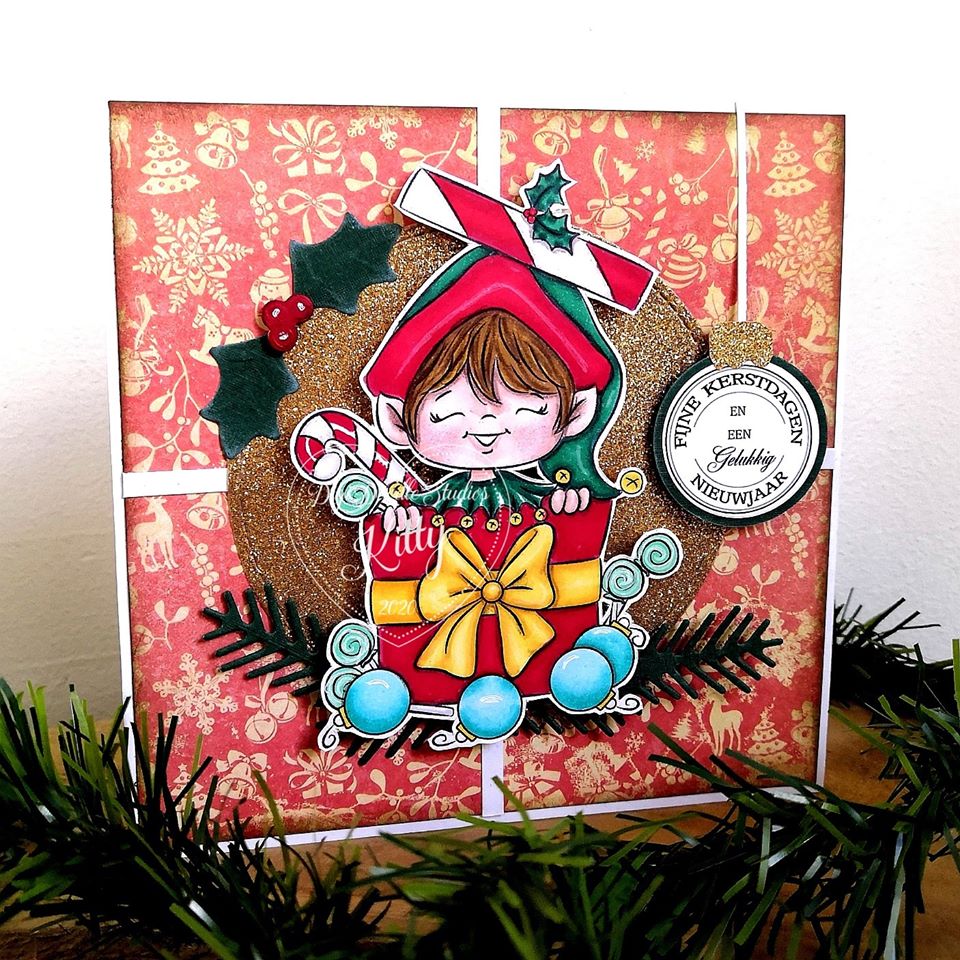 Elf Gift Surprise Digi Stamp