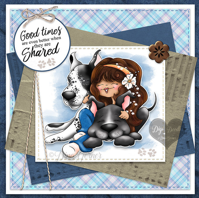Jess & Her Great Danes Digi Stamp