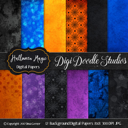 Halloween Magic Digi Doodles 8x8 Digital Paper