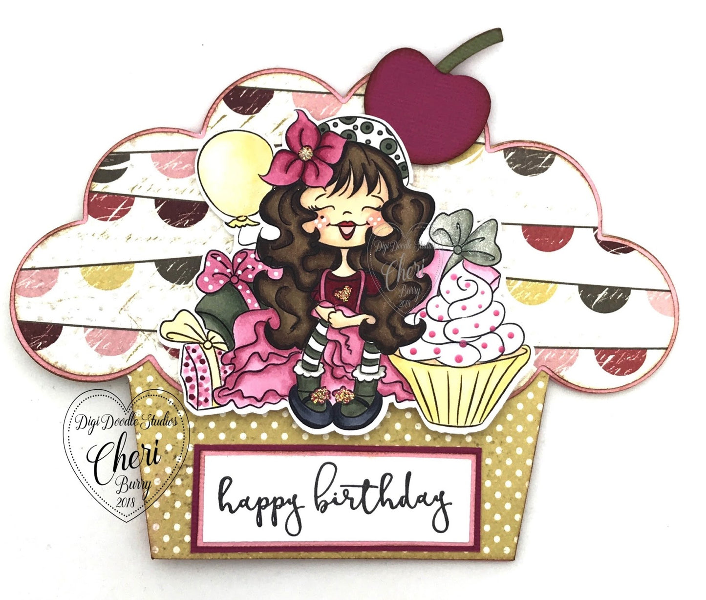 Rosie Cupcake Birthday Digi Stamp