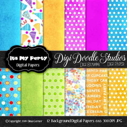 It's My Party 6x6 Printable Card Making Paper Pack