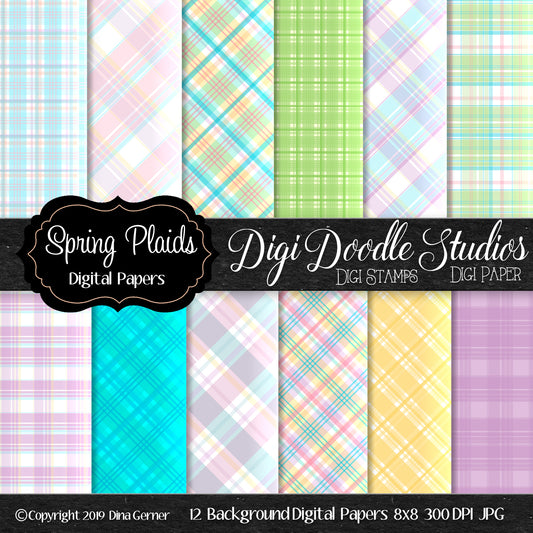 Digi Doodles Spring Plaids Digi Paper