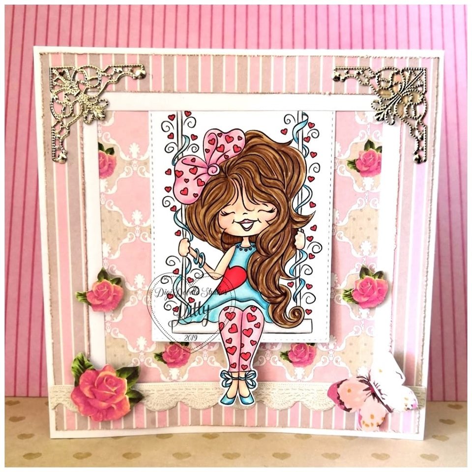 Swinging Hearts Digi Stamp