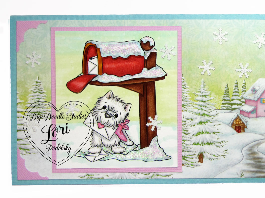Westie Wooki Winter Pup Digi Stamp